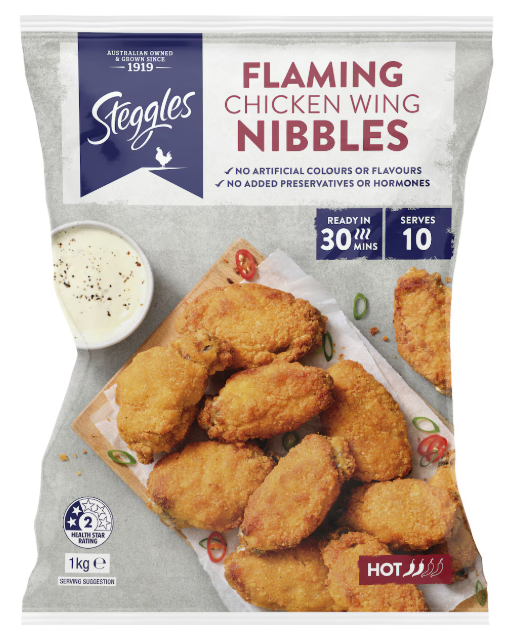 Frozen – Steggles Flaming Chicken Wing Nibbles 1kg